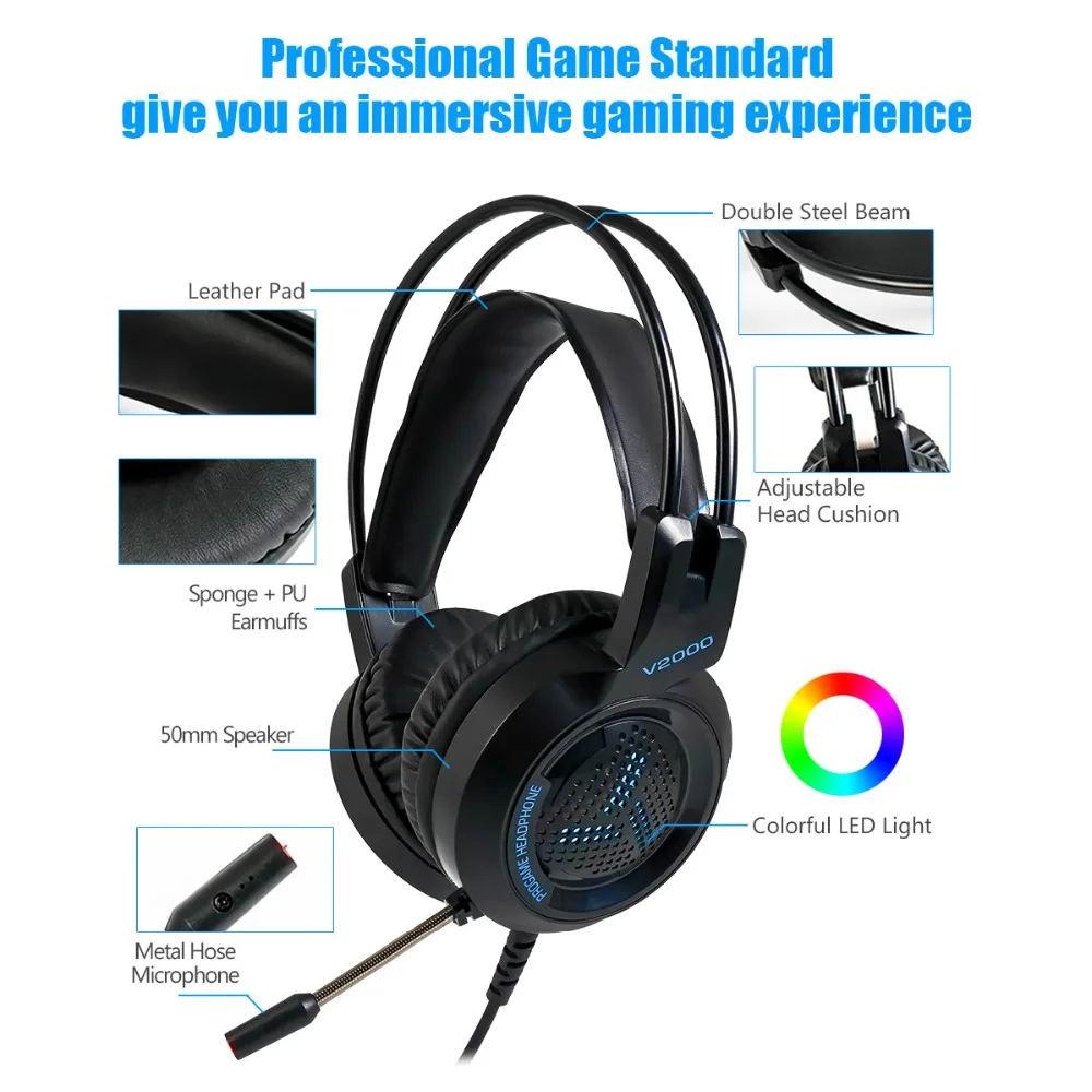ПК игровая гарнитура 7 1 Gamer Surround Sound Bass Стерео Игровые наушники с микрофоном