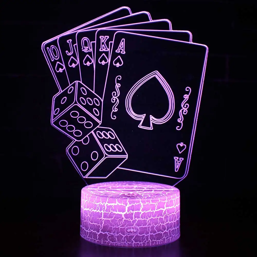 Покер светодиодный LED лампы для ночного света Оптическая иллюзия 7 цветов Touch
