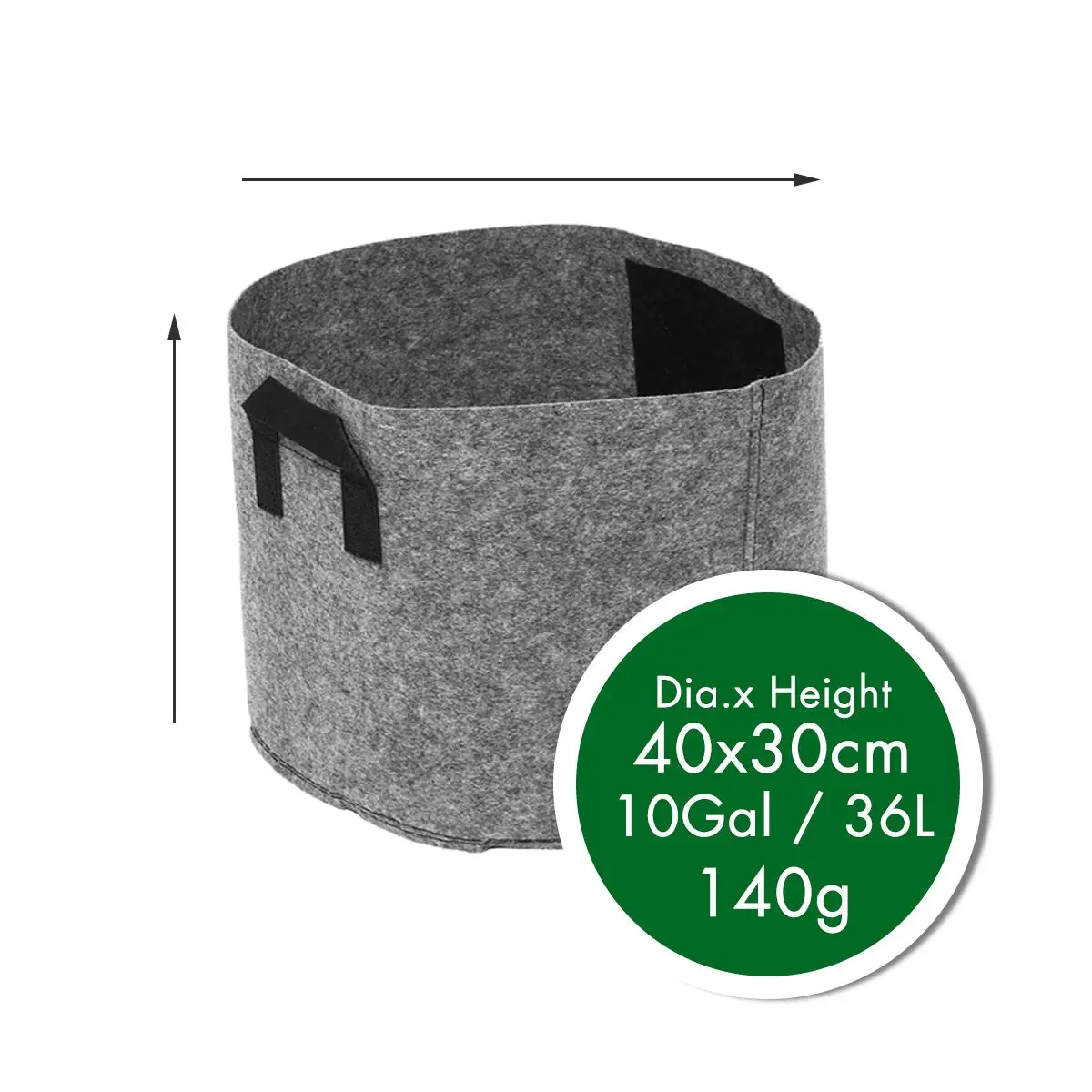 10gallon 40x30 Нетканый Войлок 1-30 галлонов ткань для выращивания сумки дышащие горшки для цветов корень мешок контейнер завод умные горшки с ручками сад Су - Цвет: 10gallon 40x30