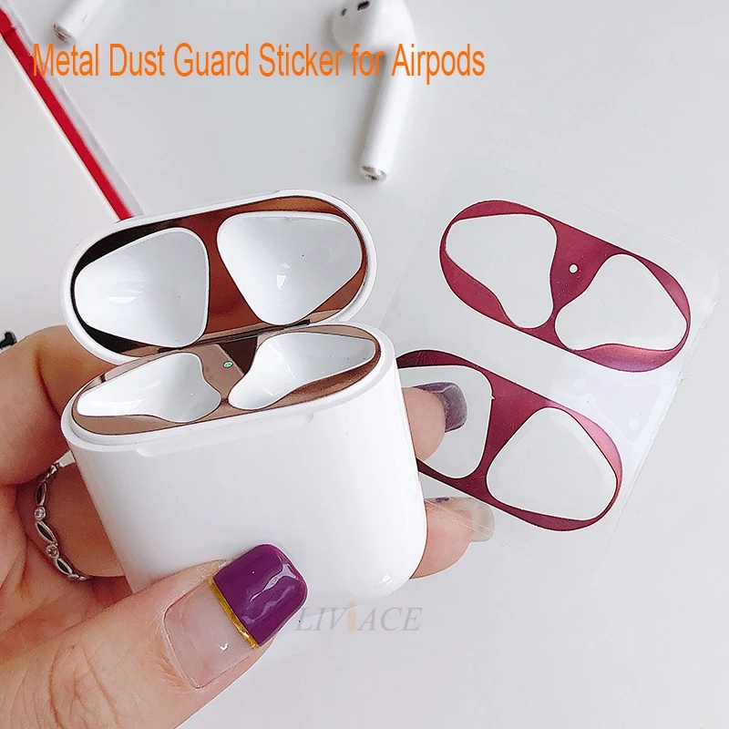 Металлическая пыль Защитная пленка для оригинального Apple AirPods чехол аксессуар