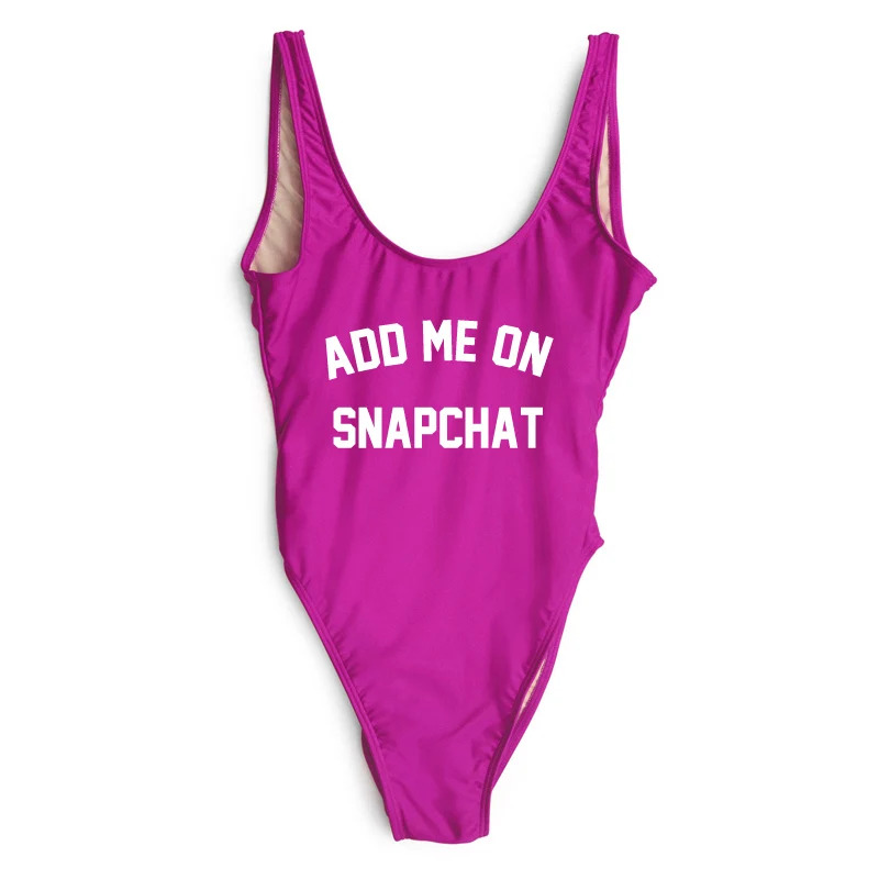 Женский купальник с надписью ADD ME ON SNAPCHAT сексуальный цельный для лета maillot de bain femme