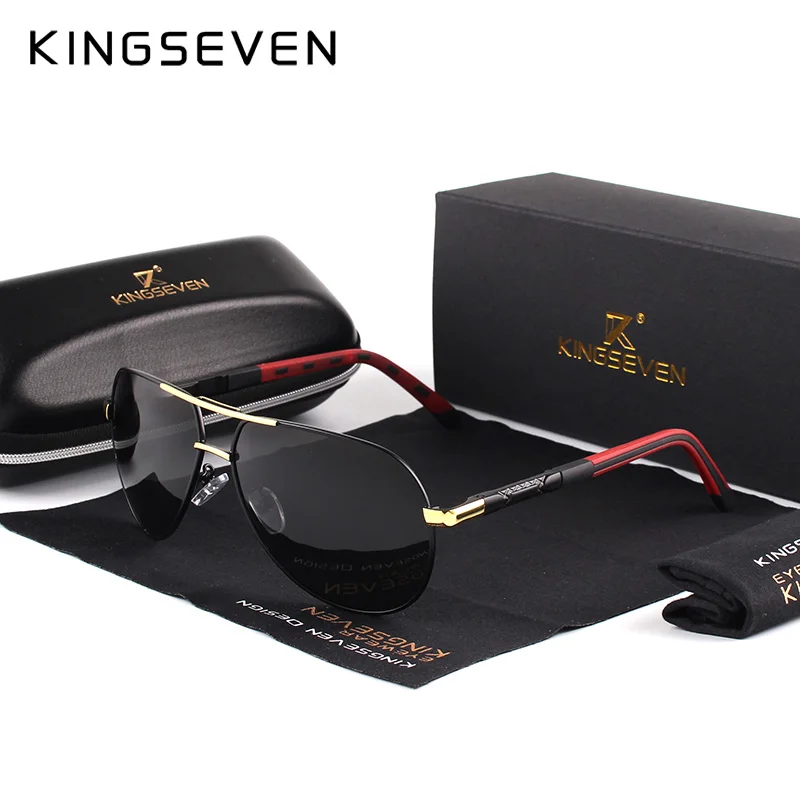 

KINGSEVEN Men Vintage Aluminum Polarized Sunglasses Classic Brand Sun glasses Coating Lens Driving Eyewear For Men/Women