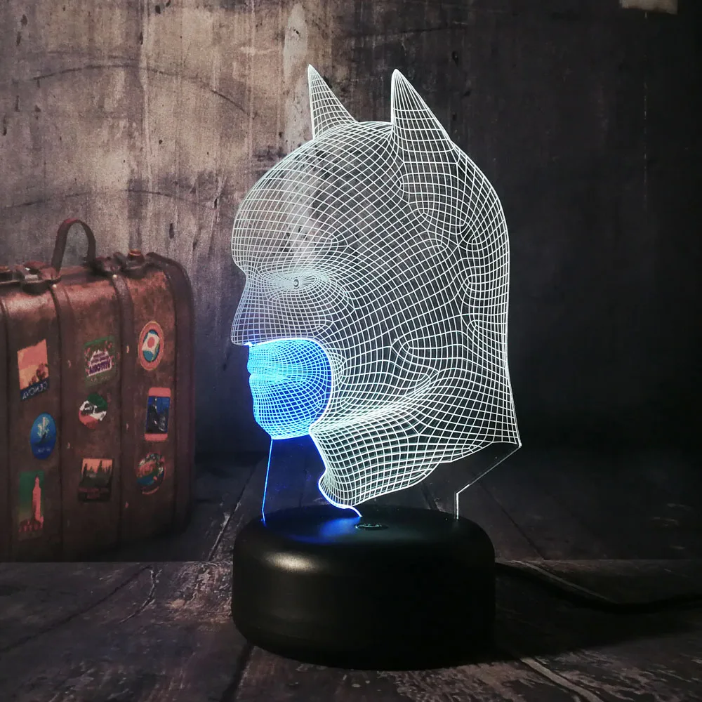 Новый DC Hero крутые головой Бэтмена 3D RGB светодиодный ночной Светильник смешанные