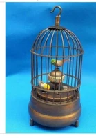decoration bronze factory pure brass antique old exquisite chinese brass bird cage mechanical table clock alarm clock room art