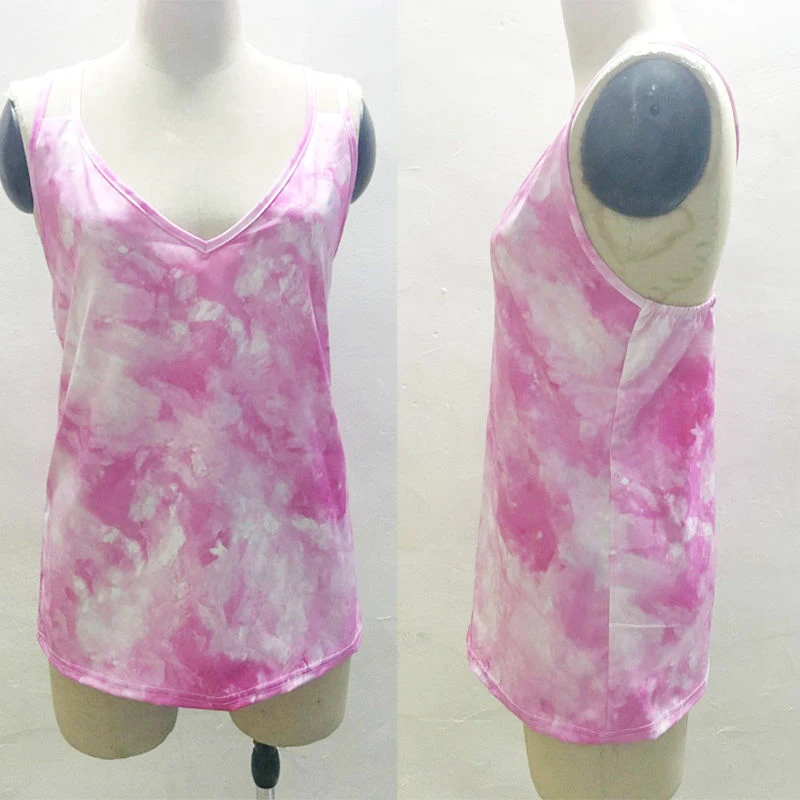 Топ женский шифоновый с круглым вырезом и принтом без рукавов|pink tank|tank top sleevelesspink