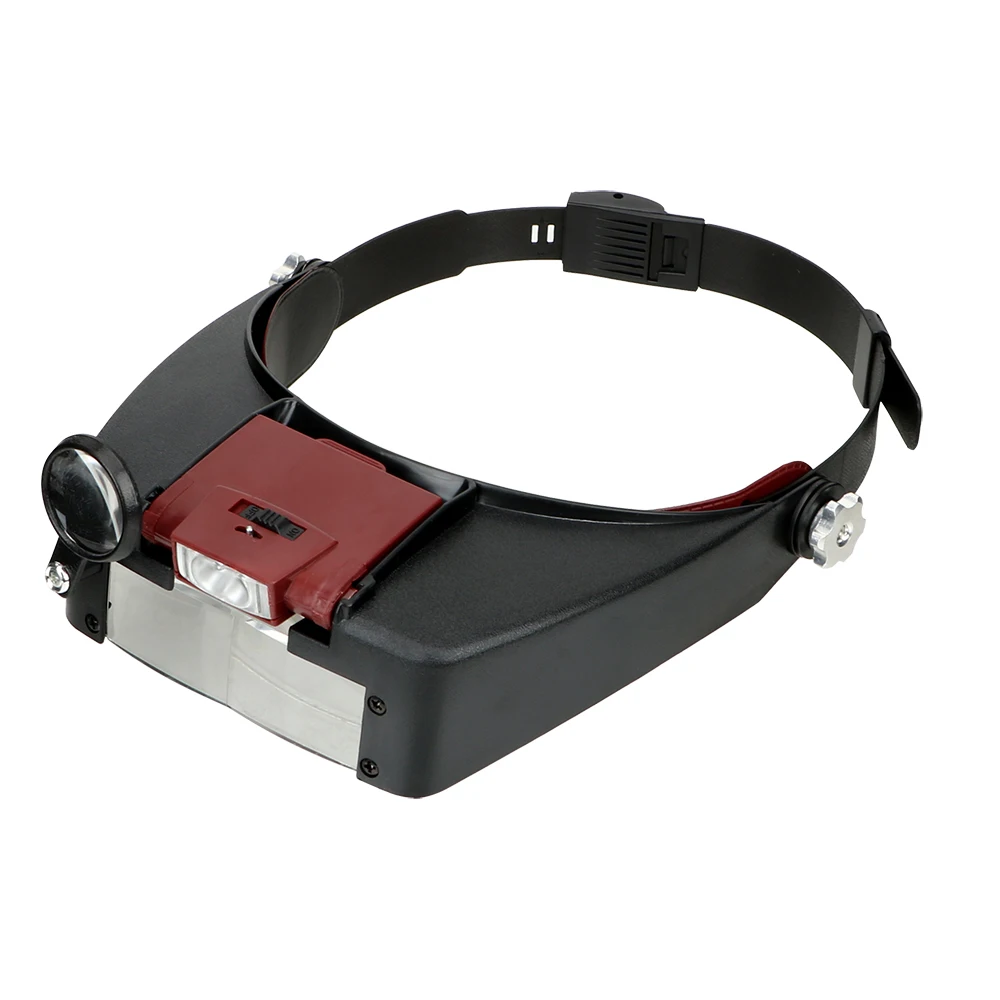 Красный NICEYARD головная повязка Лупа с светодиодный светильник инструмент для ремонта часов для ювелира 1.5x 3x 8.5x 10x набор ручных инструментов увеличительное стекло - Цвет: Красный