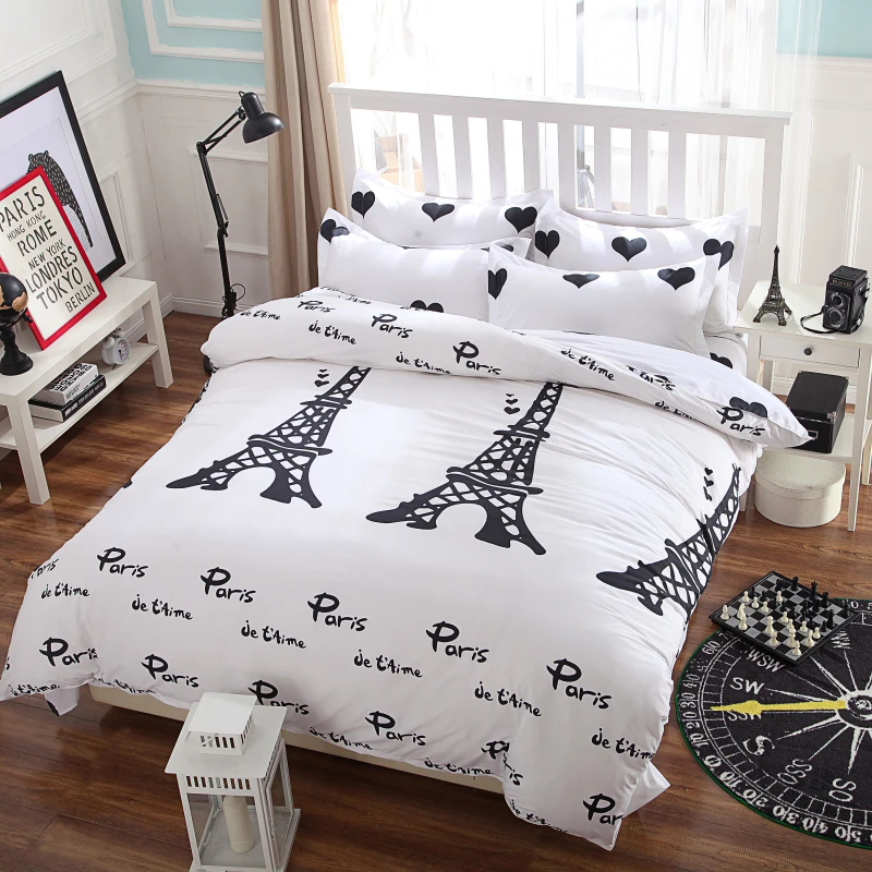 

New bedding set,I love Paris style,Comforter cover set,quilt cover/ bed sheet/Pillowcase,Duvet Cover set,no quilt