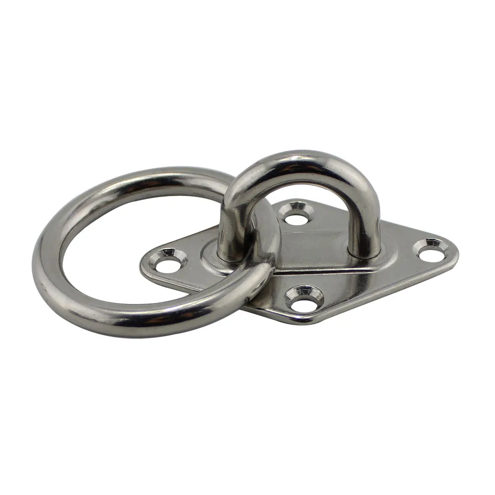 

6mm Heavy Duty Marine Ring Diamond Eye Plate Strap Tie Down Eye Plate with Welded Ring Sun Shade Sail Hardware kit 5pcs