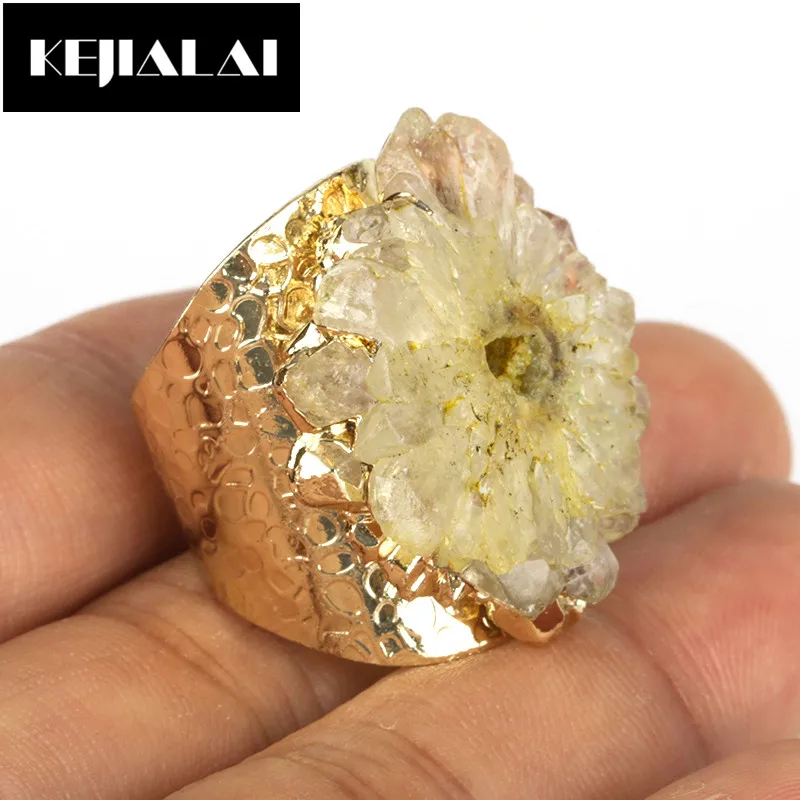 KEJIALAI Женская мода кольца из натурального камня зеленый синий красный белый