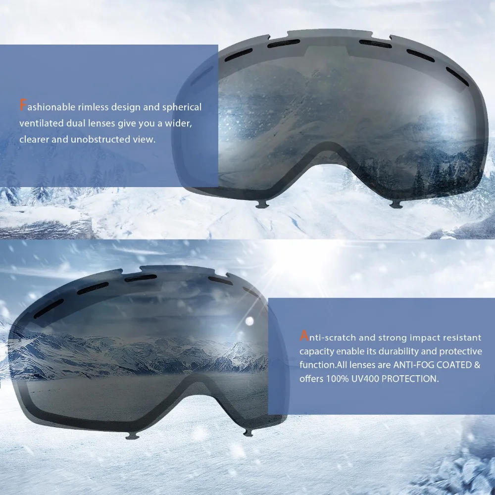 Gonex OTG лыжные очки для сноуборда и лыж очки мужские и женские UV400 защита двойные сферические линзы для зимних видов спорта