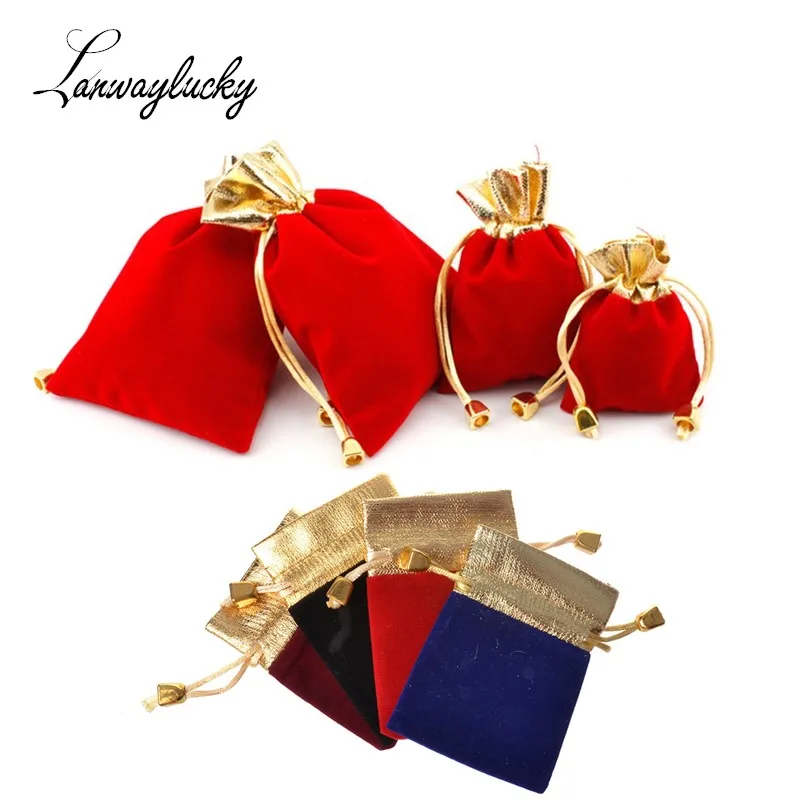 50 шт./лот оптовая продажа подарочных сумок для ювелирных изделий бархатные