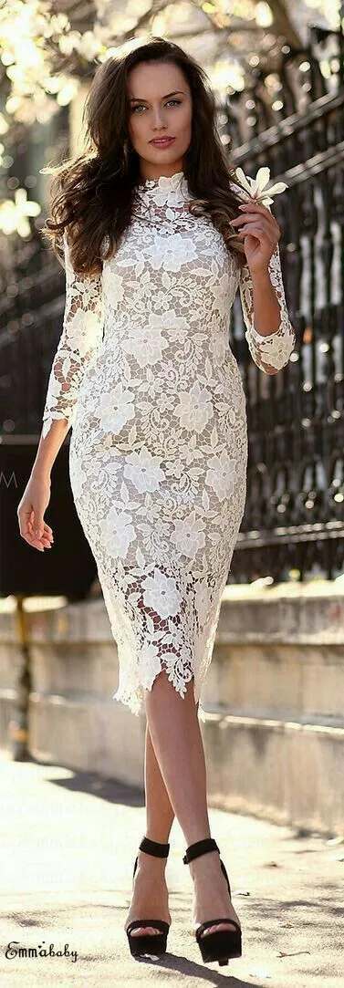 Женские Формальные Сексуальные цветочные кружева Bodycon Бандажное платье Элегантное Дамы Вечерние карандаш «Принцесса» белое платье дамы vestido festa