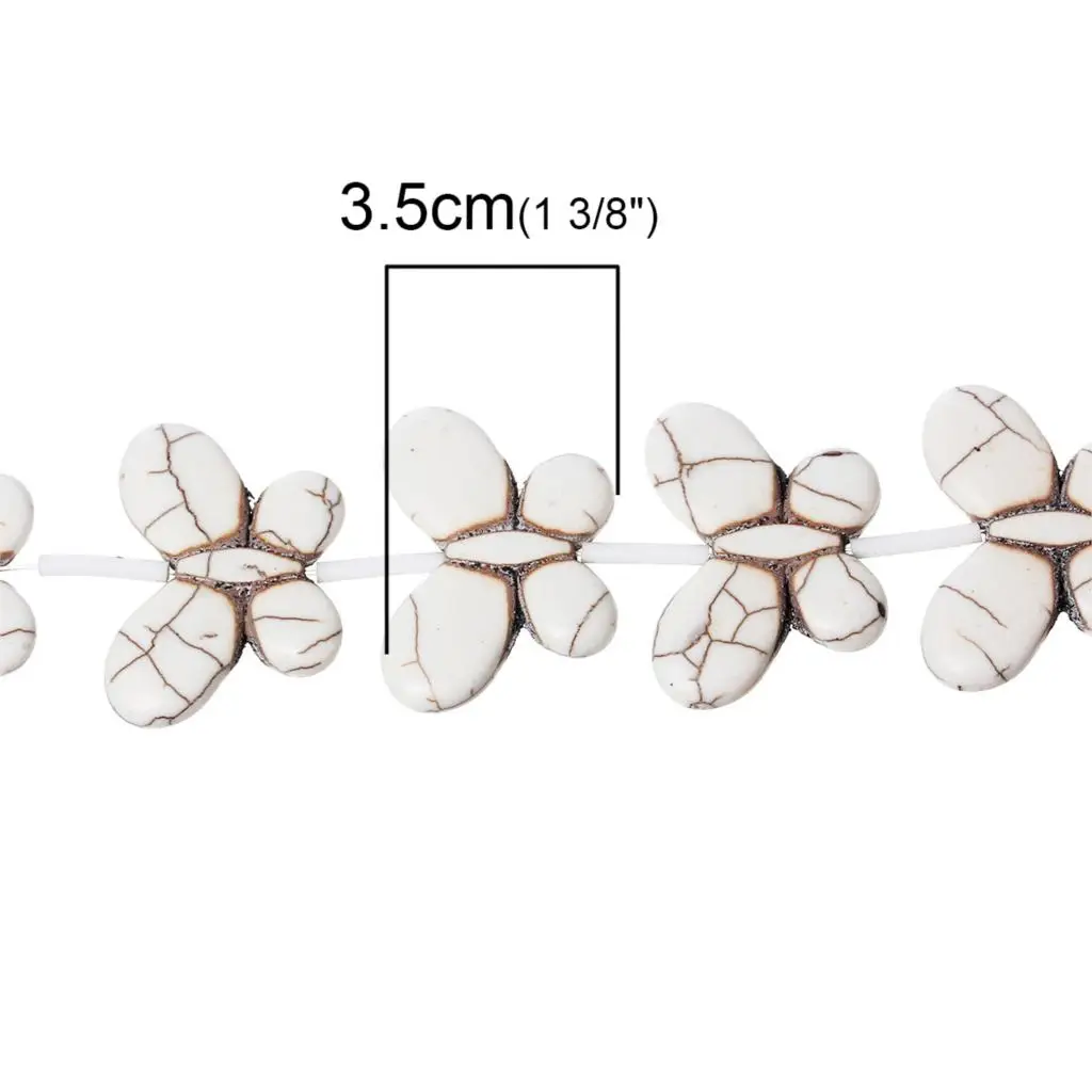 DoreenBeads создан белый бисер Хаулит бабочка слоновая кость около 35x25 мм отверстие: 1 6