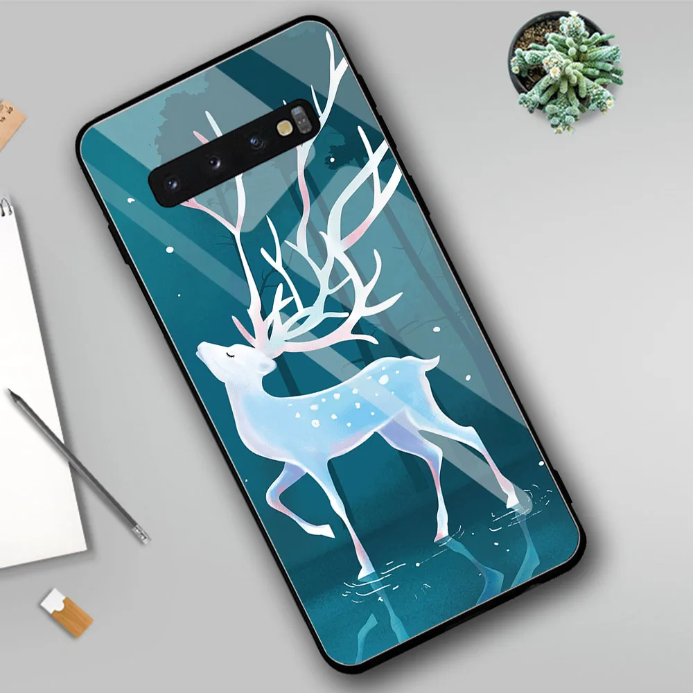 Чехол из закаленного стекла с единорогом для Samsung Note 9 чехол A50 A10 A30 S10 Plus S9