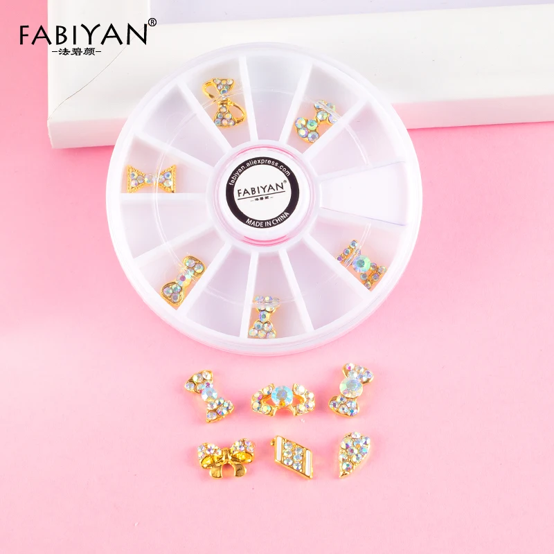 Nail Art Wheel Bow Tie Bowknot Decoration Jewelry Accessories 3D Tips DIY Design Crystal Rhinestones Acrylic Metal Manicure Tool | Красота и