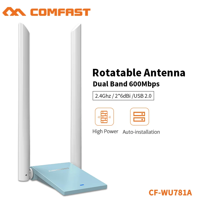 

USB Wi-Fi адаптер COMFAST, 600 Мбит/с, два диапазона, 2,4 ГГц