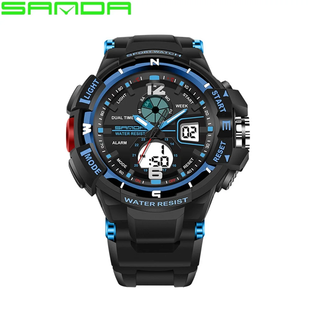 SANDA брендовые Детские спортивные часы светодиодный электронные кварцевые