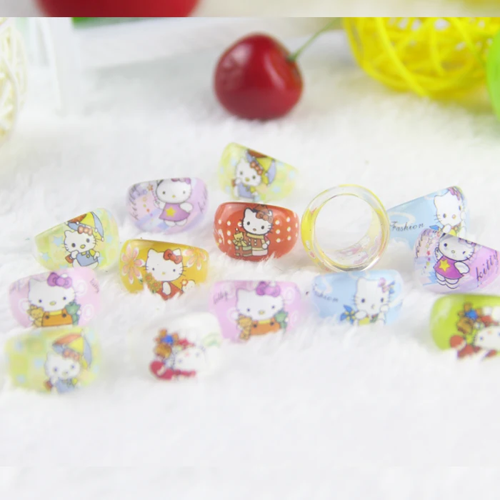 Модные и недорогие ювелирные изделия 50 шт. милые Мультяшные Детские Кольца Hello Kitty