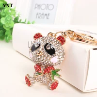 bamboo red panda keyring cute lovely pendant charm crystal purse bag car key chain birthday weddding party gift