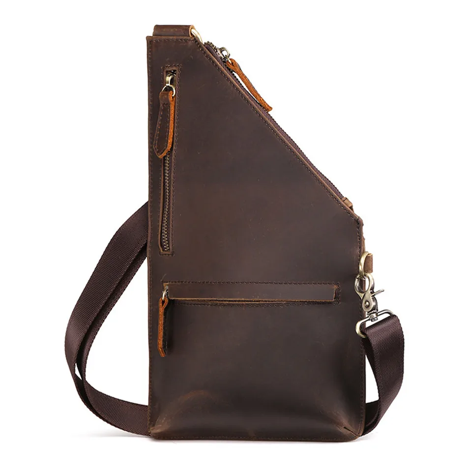 

Brands Crossbody Bags For Men Leather Chest Pack Luxury Top Crazy Horse Skin Mens Messenger Bag Versatile Male Travel Chest Bag