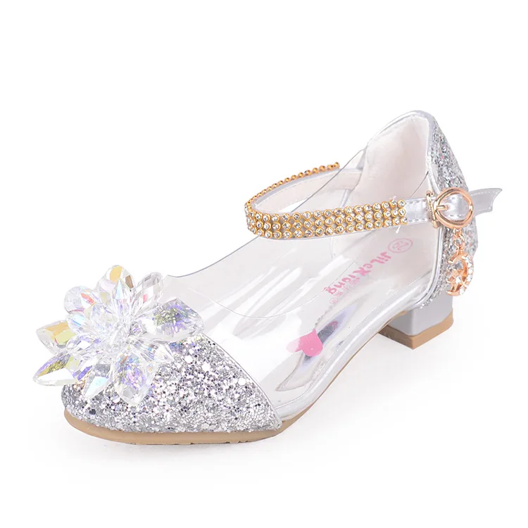 2018 модные туфли Золушки со стразами и яркими тонкие принцессы для девочек на