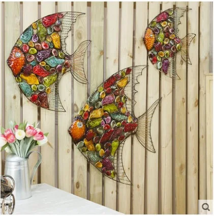 Iron Product Animal Wall Hanging Fish Shape Decoration TV Decorations Home Decor Ornaments | Дом и сад