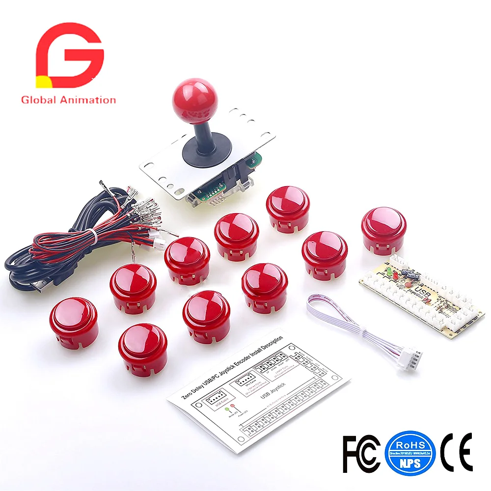 Аркадная игра DIY части комплект для ПК и Raspberry Pi 1/3 с RetroPie 5Pin джойстик 30 мм Кнопка