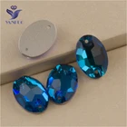 YANRUO3210, все размеры, с синим цирконием, высокое качество, с кристаллами, с плоской задней поверхностью, овальная форма, пришивные стразы для обуви