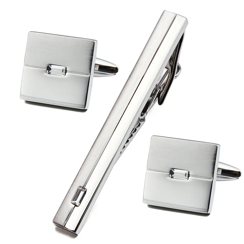 Набор мужских квадратных золотистых запонок для рубашки с кристаллами и