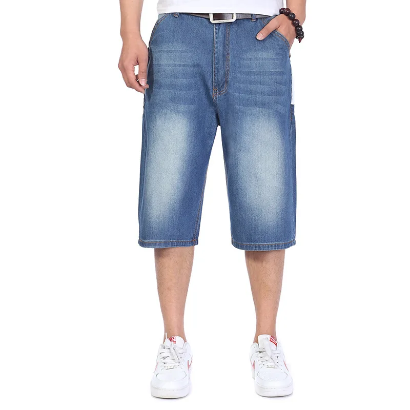 Мешковатые джинсы мужские джинсовые укороченные брюки свободные уличные