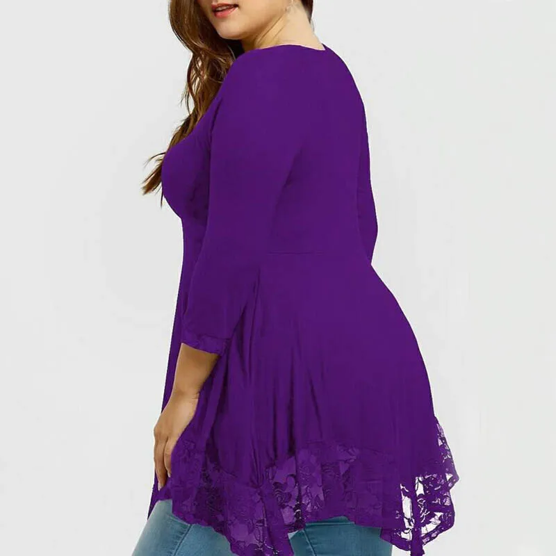 Летняя женская футболка размера плюс, обхват груди 130 см, 4XL, 5XL, 6XL, 7XL, 8XL, кружевная женская футболка черного, красного, фиолетового цветов