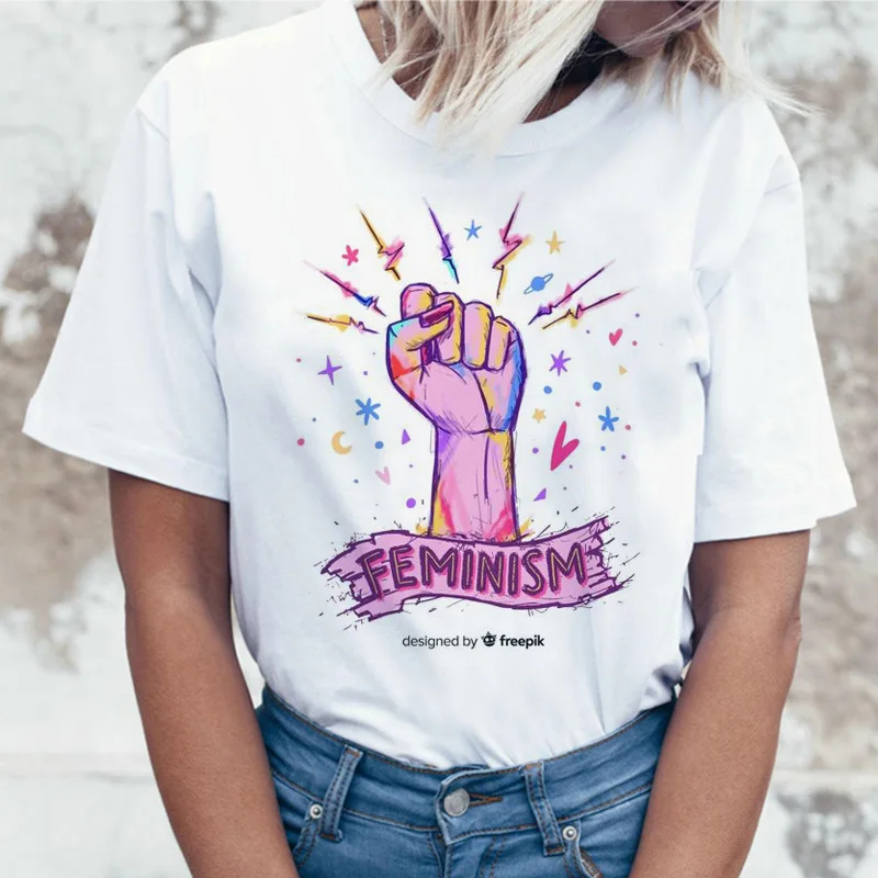 Feminist Girl power Tee Feminism Graphic Summer Feminism Футболка Топ Харадзюку Женская футболка Kawaii футболка женская с принтом - Цвет: 2683