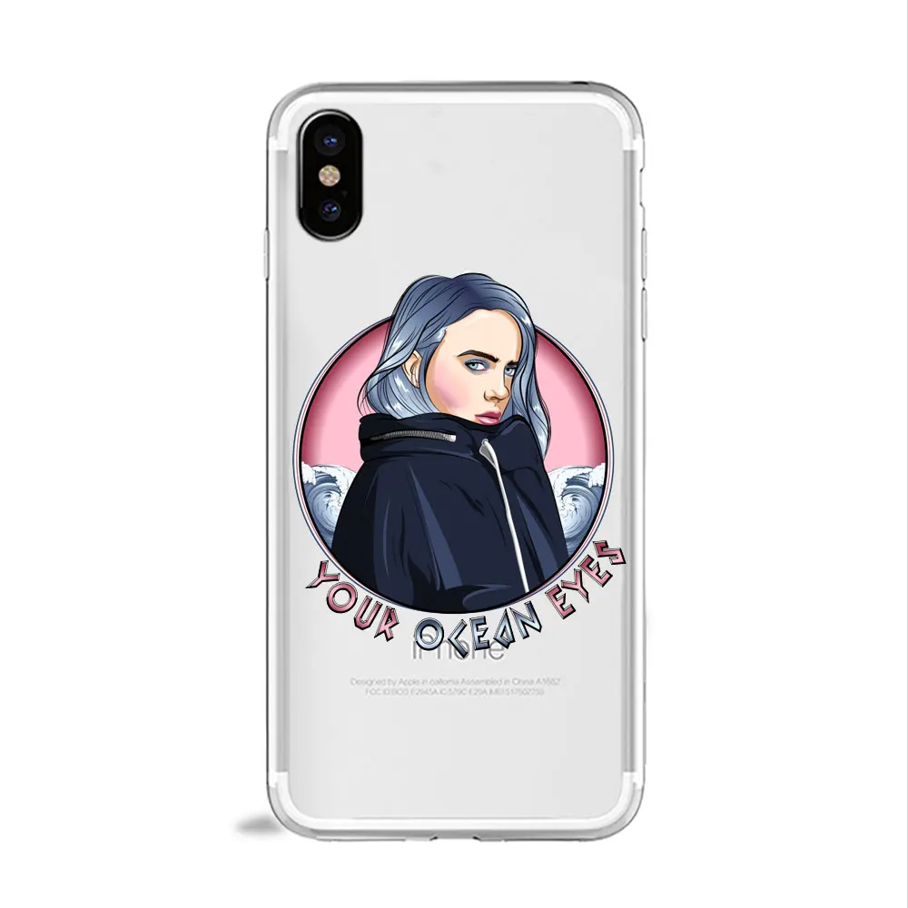 Модный чехол для телефона с изображением глаз океана для девочек Billie Eilish для iPhone 11 PRO 7 5S 4S SE 6s 7 8 Plus X XR XS MAX силиконовый чехол из ТПУ - Цвет: TPU A1050