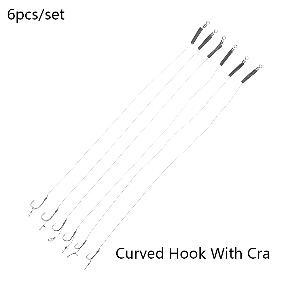 Curved Hook With Cra 6 шт Без Бородки Размеры 6/8/10# рыболовный крючок на карпа рыболовные снасти буровые установки для волос изогнутый крюк с рукояткой рыболовные принадлежности рыболовные снасти - Цвет: Curved Hook With Cra
