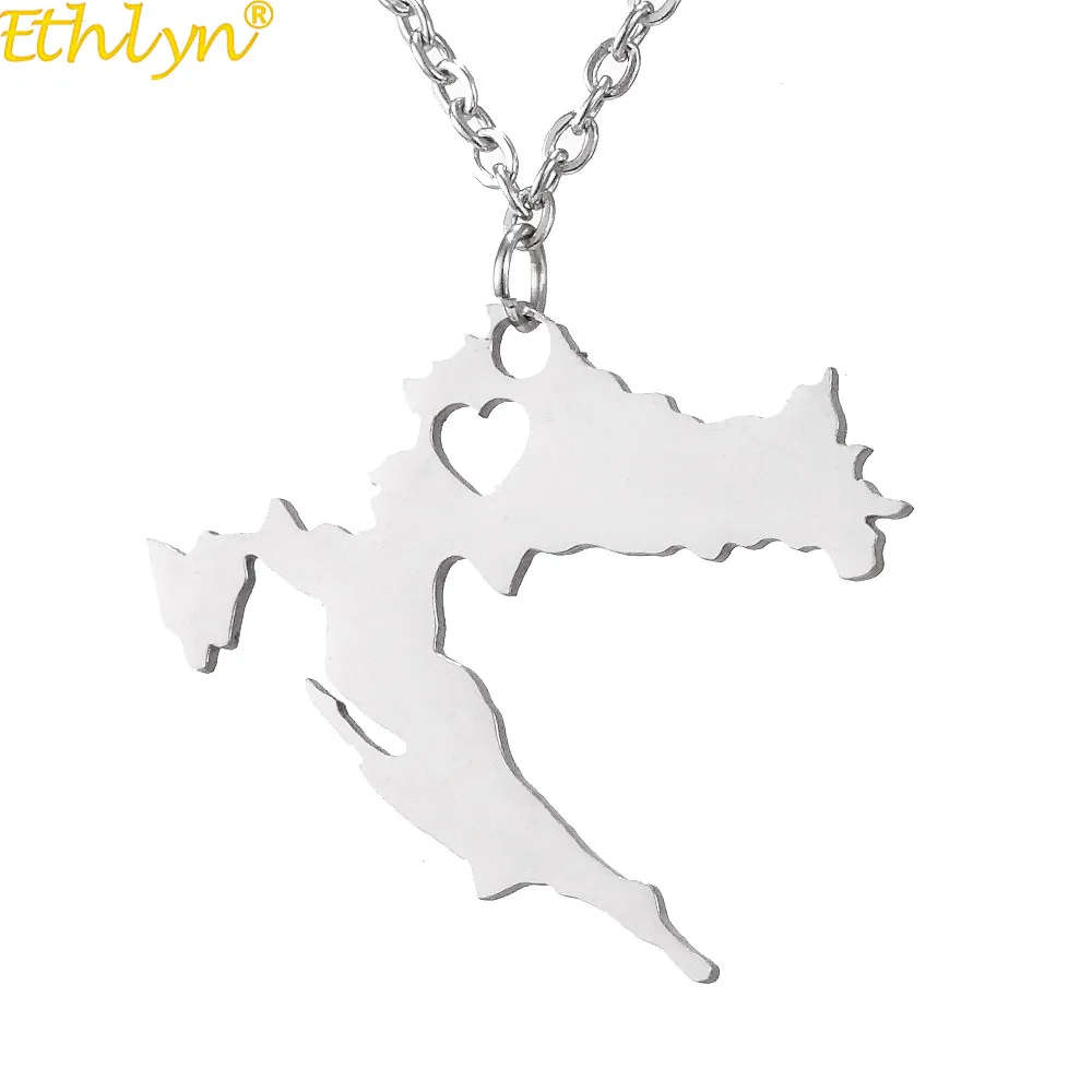 Ethlyn Персонализированная Мода Хорватия карта ключицы цепь из нержавеющей стали