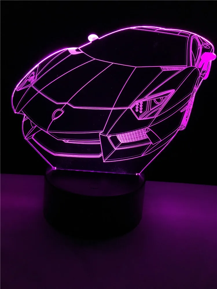 Модный гоночный автомобиль 3D светильник светодиодный USB Настроение Ночной