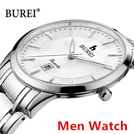 MenSWhite Роскошные Брендовые Часы BUREI для мужчин и женщин, водонепроницаемые часы для влюбленных, повседневные кварцевые наручные часы, Relogio Masculino Feminino - Цвет: MenSWhite