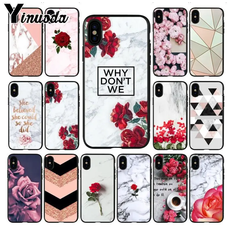 Yinuoda Red Rose Power Girl мраморный мягкий силиконовый черный чехол для телефона iPhone 5 5Sx 6 7