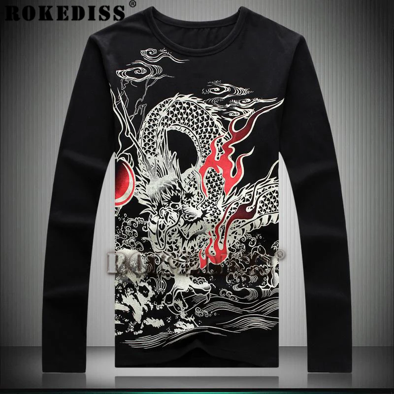 Новейший Китайский стиль С Длинным рукавом мужская Футболка Стильный Tide Бренд