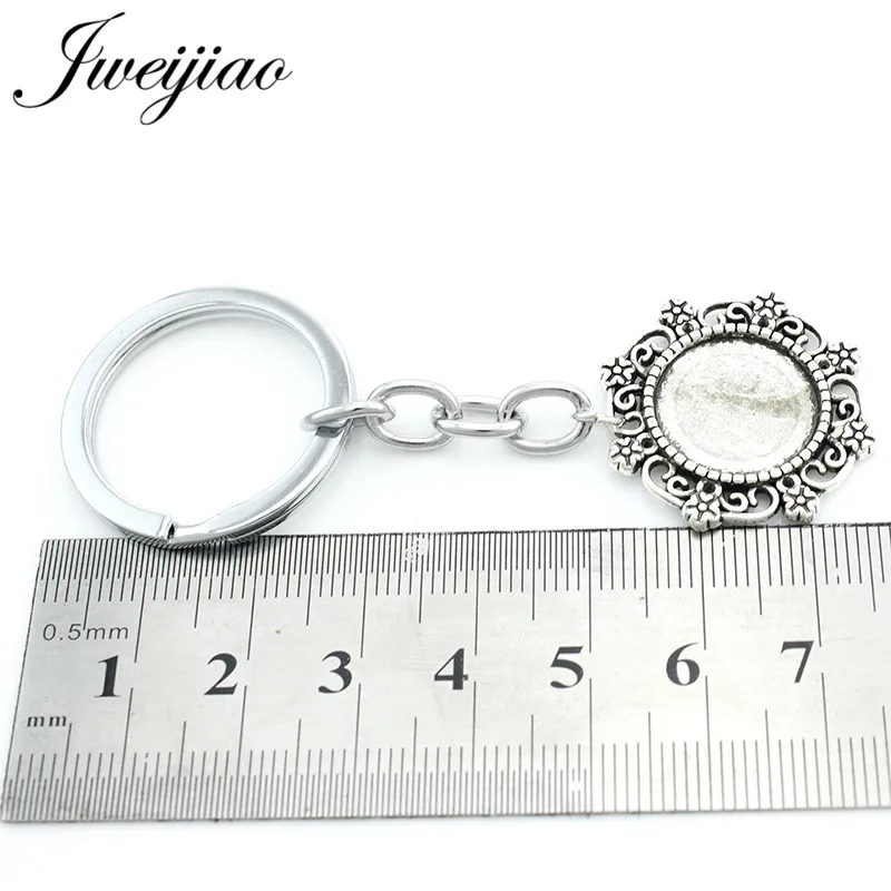 JWEIJIAO Vintage Color Flower Geometric Pendant Key Chian Trays Blank/Base fit 15MM Glass Cabochons Ring Bezels DZ53 |