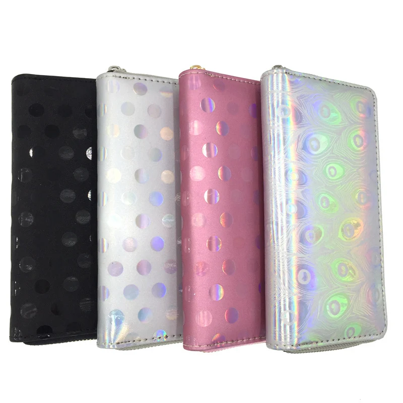 

Kandra Fashion Women Polka Dots Pattern Wallets 2019 Laser Hologram Wallet Clutch Female Peacock Print Case Card Holder Carteira