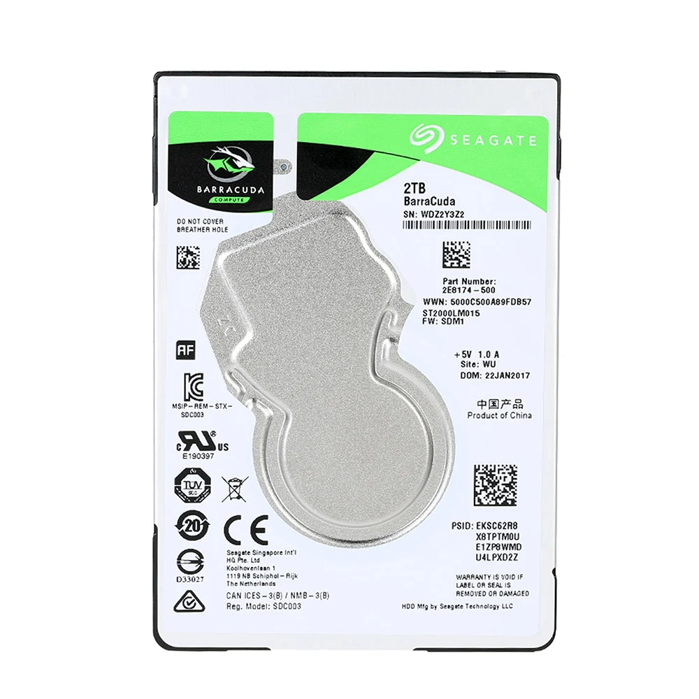 Seagate 2 ТБ 5 дюймов HDD 5400 об/мин 128 МБ кэш мобильный жесткий диск SATA 6 ГБ/сек. ноутбук