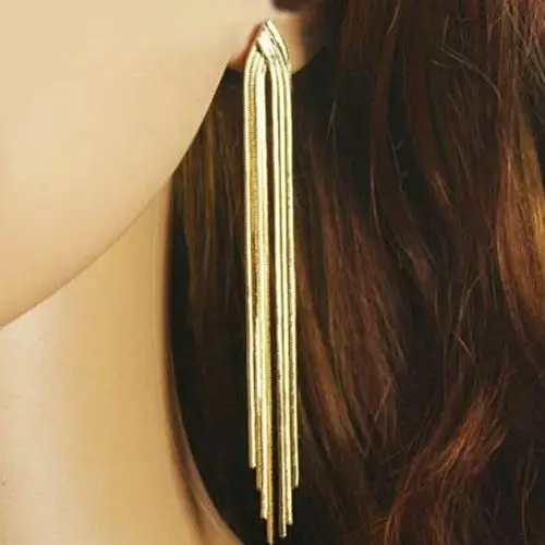 Женские серьги подвески золотого цвета с кисточкой|Серьги-подвески| |