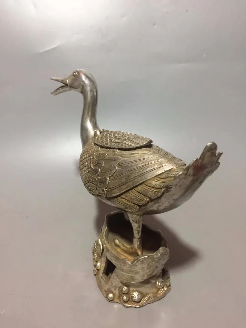 Коллекция Тибет серебро ручной работы статуя утки дома/офиса гостиная украшение