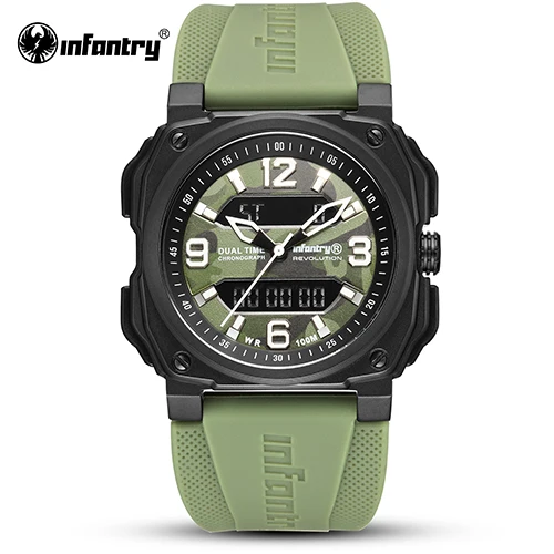 Green Camo Мужские Цифровые кварцевые часы в Военном Стиле, мужские часы от ведущего бренда класса люкс, водонепроницаемые армейские спортивные тактические часы Relogio Masculino - Цвет: Green Camo