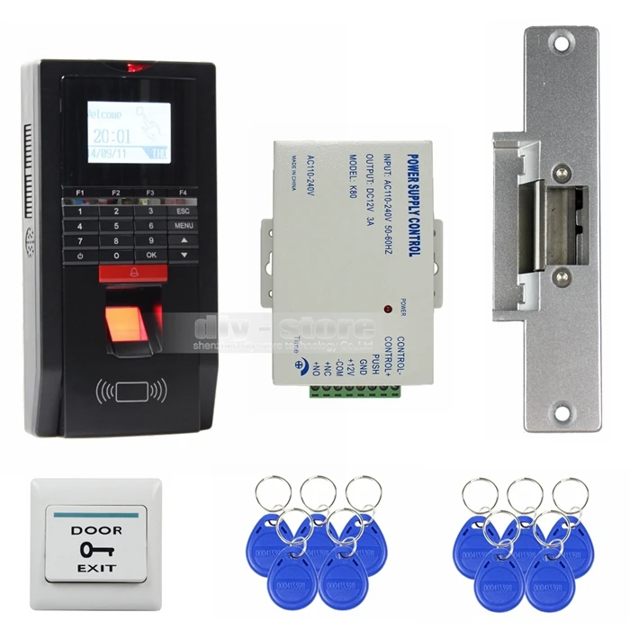DIYSECUR отпечатков пальцев Id Card 125 кГц RFID считыватель Пароль Клавиатура система контроля допуска к двери комплект Strike Lock для офиса/дома
