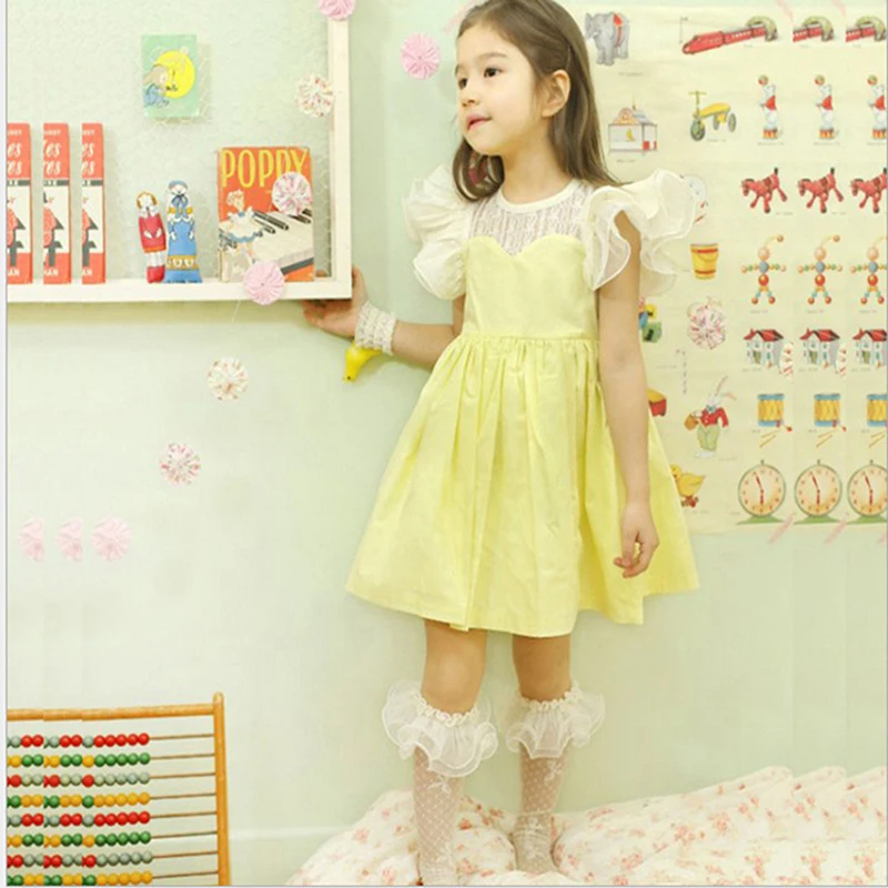 Летние кружевные сетчатые носки принцессы с оборками для маленьких девочек