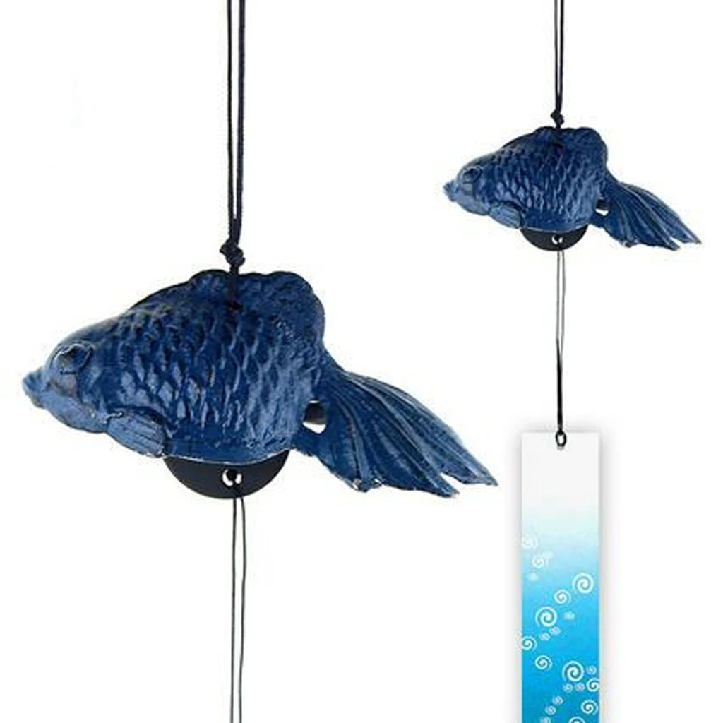Японский Золотая рыбка Furin Windchime чугунный храм Сад домашний декор синий