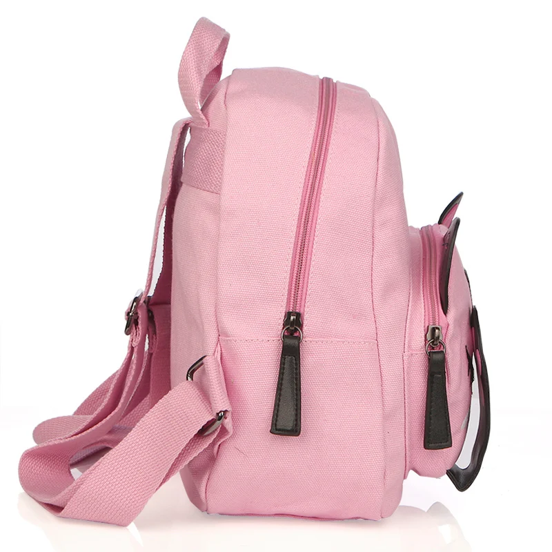 Милый рюкзак с кошкой Женский Холщовый кожаный лоскутный вышивкой для девочек