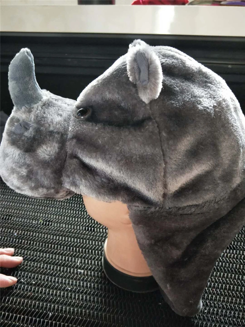 Новый мягкий теплый животных Кепки носорог Костюм вечерние школы милый Rhino